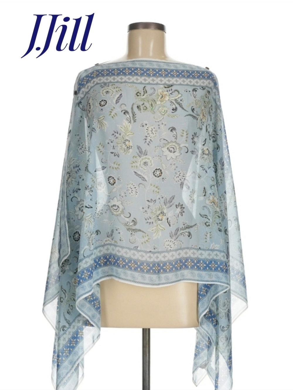 J. Jill Pale Blue Floral Sheer Wrap Kimono. Gorgeous!! NWT